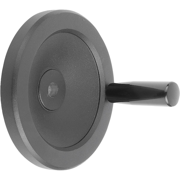 Kipp Disc Handwheel D1=200 Reamed Hole D2=20H7 Aluminum, Black Powder, Comp:Thermoset, Revolving Grip K0161.41200X20 - main